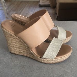 A New Day Espadrille Wedge Sandals (tan and white)